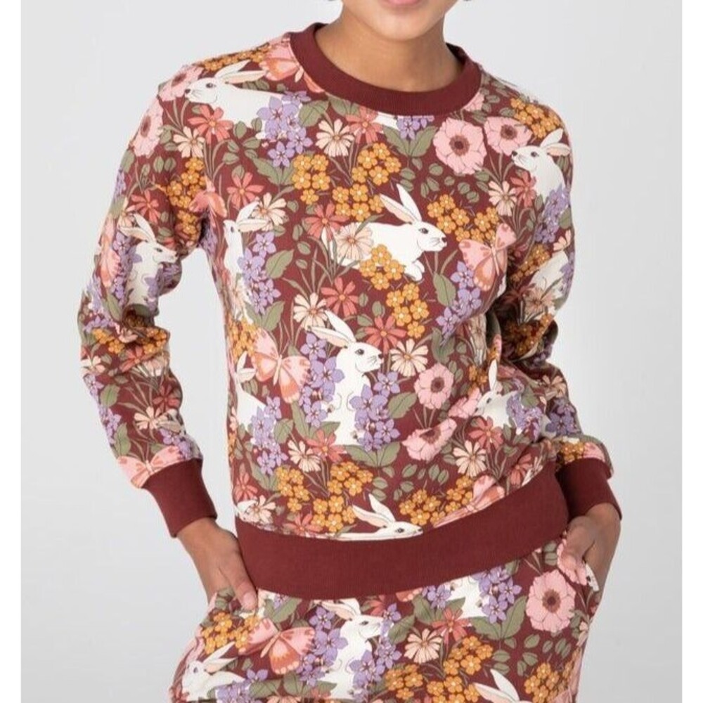 Princess Highway Garden Rabbit Crewneck Chocolate Pullover Sweater Size 8